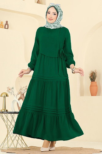 moda selvim الفستان زيتي 2833SLK540 - Thumbnail