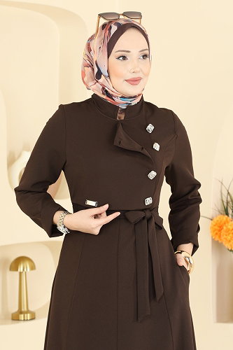 moda selvim Dress 2838SLK540 Bitter Brown - Thumbnail