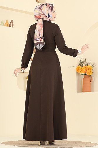 moda selvim Dress 2838SLK540 Bitter Brown - Thumbnail