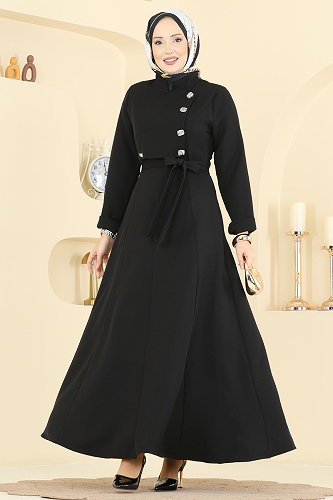 moda selvim الفستان أسود 2838SLK540 - Thumbnail