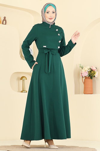 moda selvim الفستان زيتي 2838SLK540 - Thumbnail