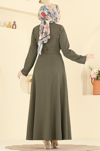 moda selvim الفستان اخضر عفني 2838SLK540 - Thumbnail