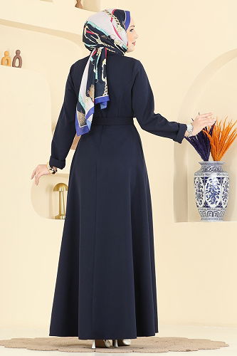 moda selvim Dress 2838SLK540 Navy Blue - Thumbnail