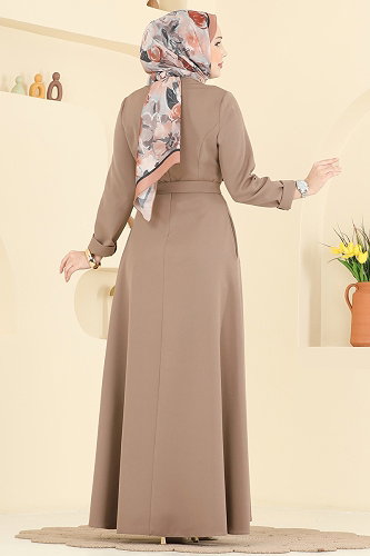 moda selvim الفستان بيج 2838SLK540 - Thumbnail