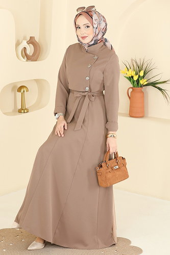 moda selvim الفستان بيج 2838SLK540 - Thumbnail