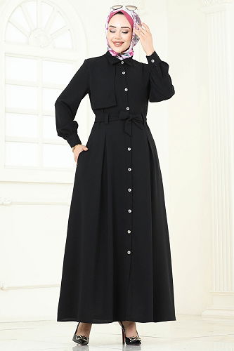 moda selvim Dress 283ASN888 Black - Thumbnail