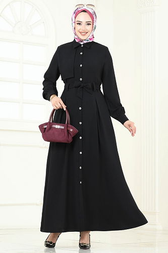 moda selvim الفستان أسود 283ASN888 - Thumbnail