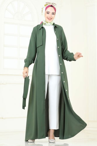 moda selvim الفستان اخضر عفني 283ASN888 - Thumbnail
