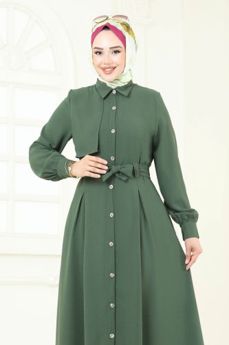 moda selvim الفستان اخضر عفني 283ASN888 - Thumbnail