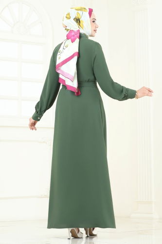 moda selvim الفستان اخضر عفني 283ASN888 - Thumbnail