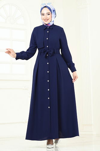 moda selvim Dress 283ASN888 Navy Blue - Thumbnail