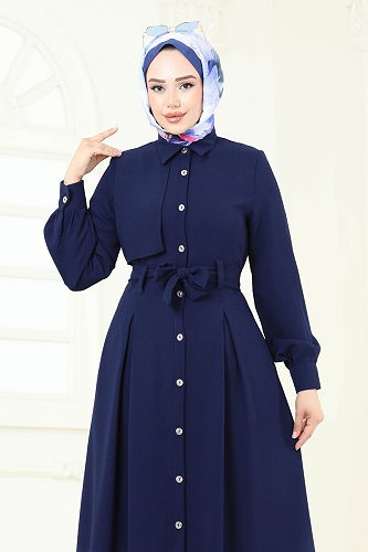 moda selvim Dress 283ASN888 Navy Blue - Thumbnail