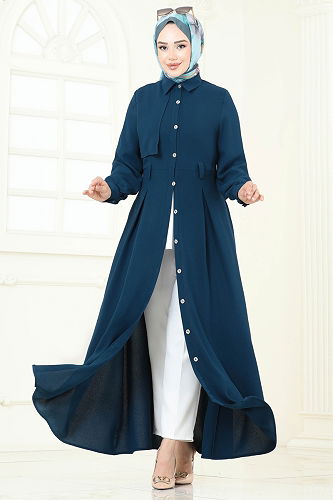 moda selvim الفستان بترولي 283ASN888 - Thumbnail