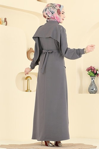 moda selvim Dress 2841SLK540 Anthracite - Thumbnail