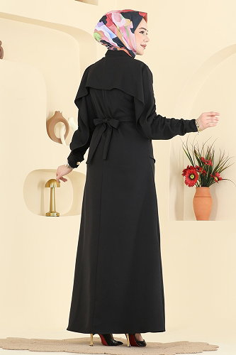 moda selvim الفستان أسود 2841SLK540 - Thumbnail