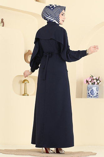 moda selvim Dress 2841SLK540 Navy Blue - Thumbnail