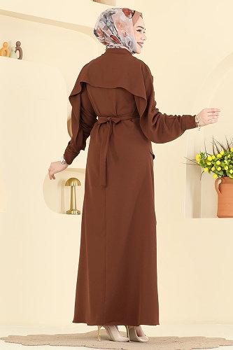 moda selvim الفستان عسلي 2841SLK540 - Thumbnail