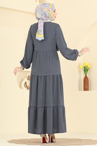 moda selvim Dress 2851SLK540 Anthracite - Thumbnail