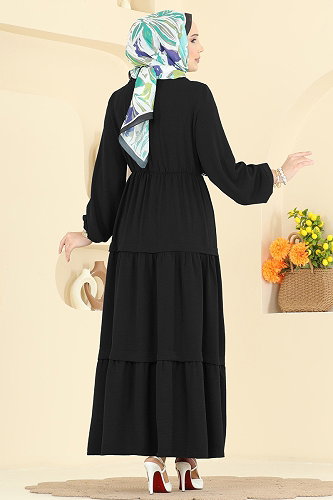 moda selvim الفستان أسود 2851SLK540 - Thumbnail