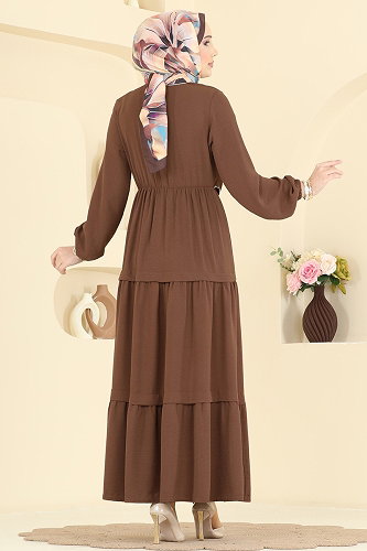 moda selvim Dress 2851SLK540 Brown - Thumbnail