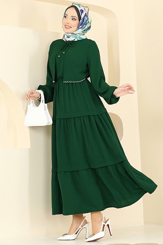 moda selvim Dress 2851SLK540 Emerald - Thumbnail