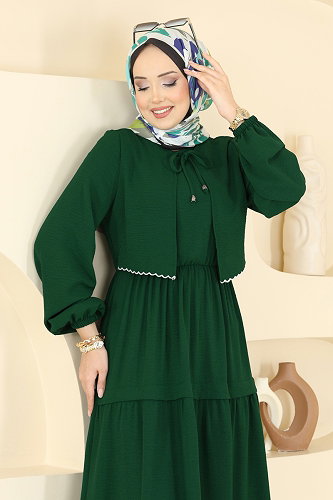 moda selvim الفستان زيتي 2851SLK540 - Thumbnail