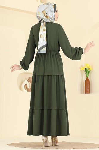 moda selvim الفستان اخضر عفني 2851SLK540 - Thumbnail