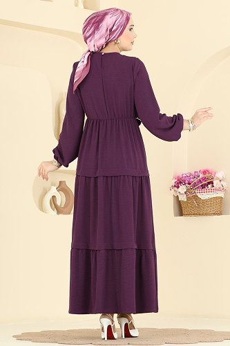 moda selvim الفستان أرجواني 2851SLK540 - Thumbnail