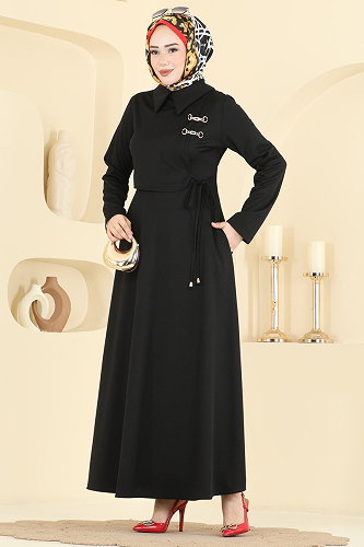 moda selvim Dress 2855SL432 Black - Thumbnail