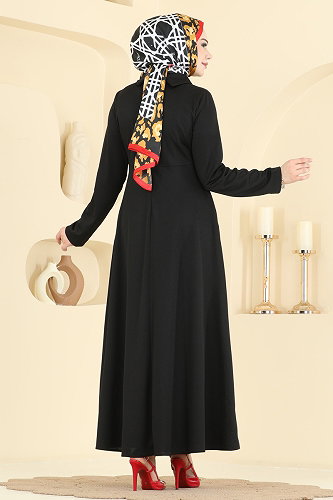 moda selvim الفستان أسود 2855SL432 - Thumbnail