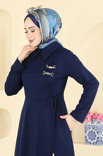 moda selvim الفستان كحلي 2855SL432 - Thumbnail