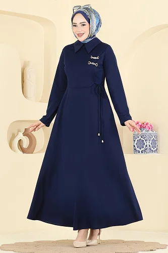 moda selvim الفستان كحلي 2855SL432 - Thumbnail