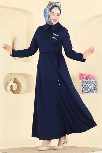 moda selvim الفستان كحلي 2855SL432 - Thumbnail