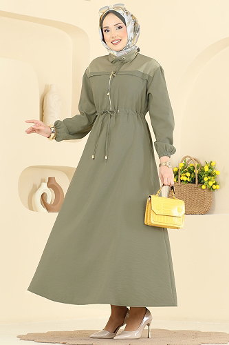 moda selvim Dress 2859SL432 Almond Green - Thumbnail