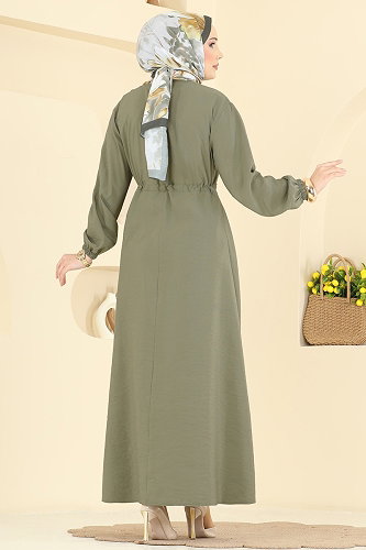 moda selvim الفستان أخضر عشبي 2859SL432 - Thumbnail