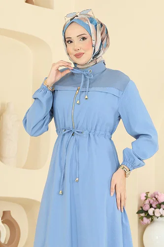 moda selvim Dress 2859SL432 Blue - Thumbnail