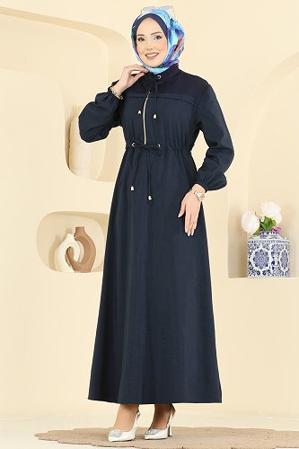 moda selvim Dress 2859SL432 Navy Blue - Thumbnail