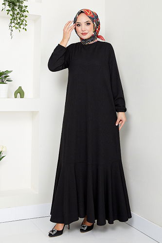 moda selvim الفستان أسود 285DVL817-M - Thumbnail