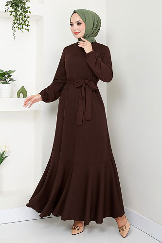 moda selvim Dress 285DVL817-M Brown - Thumbnail
