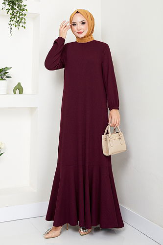 moda selvim Dress 285DVL817-M Damson - Thumbnail