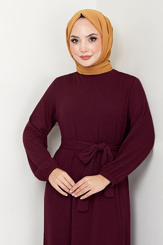 moda selvim Dress 285DVL817-M Damson - Thumbnail