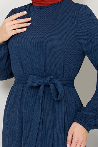 moda selvim الفستان كحلي 285DVL817-M - Thumbnail