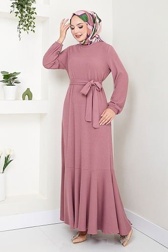 moda selvim Dress 285DVL817-M Rose Dried - Thumbnail