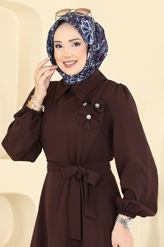 moda selvim Dress 2863SLK540 Dark Damson - Thumbnail