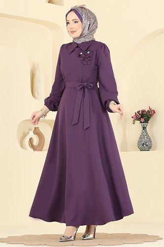 moda selvim الفستان أرجواني 2863SLK540 - Thumbnail