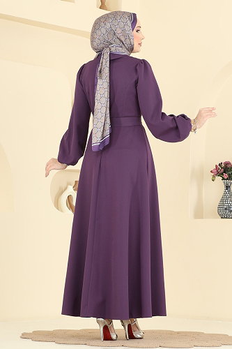 moda selvim الفستان أرجواني 2863SLK540 - Thumbnail