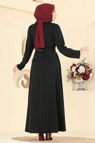 moda selvim الفستان أسود 2864SL432 - Thumbnail