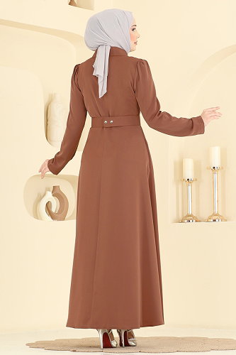 moda selvim الفستان عسلي فاتح 2864SL432 - Thumbnail