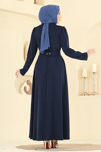 moda selvim Dress 2864SL432 Navy Blue - Thumbnail