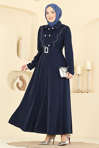 moda selvim الفستان كحلي 2864SL432 - Thumbnail
